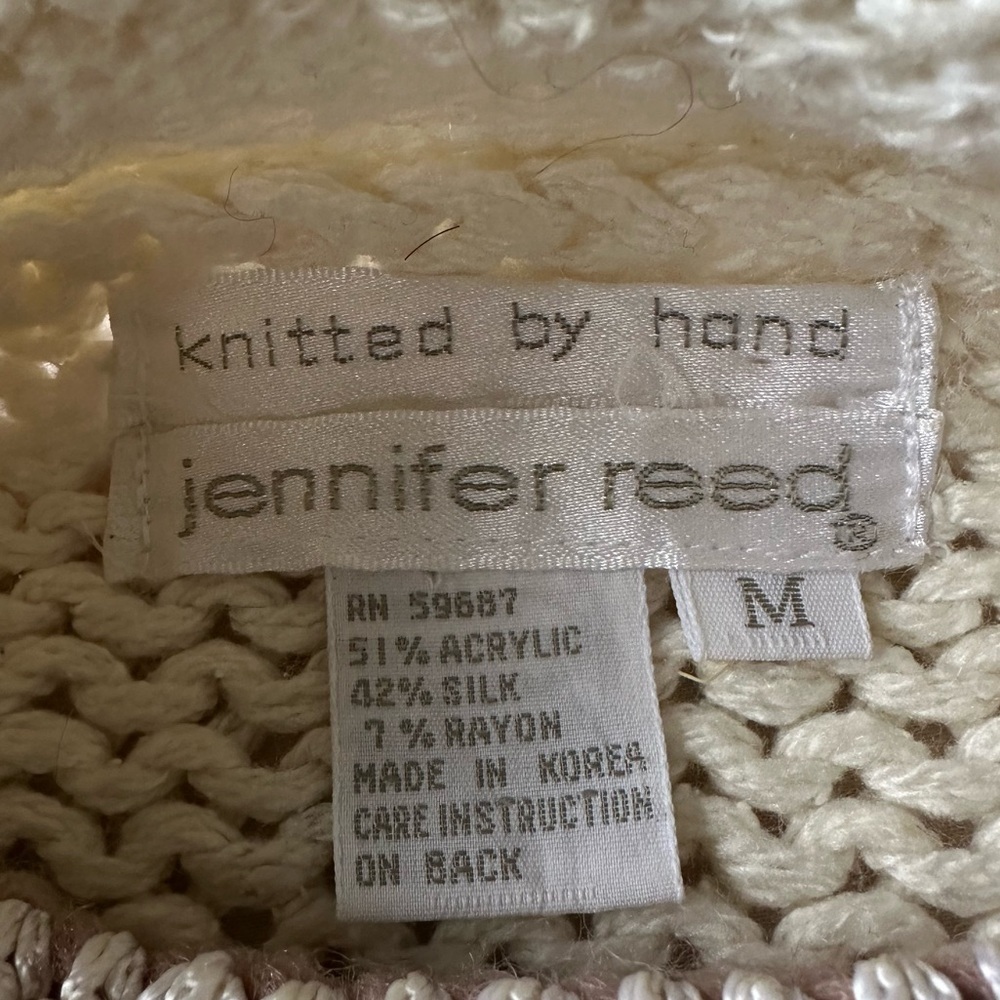 Vintage Silk Blend Jennifer Reed Hand-knit Sweater, M - Picture 7 of 9